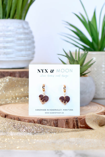 Waffle Heart Dangle Earrings